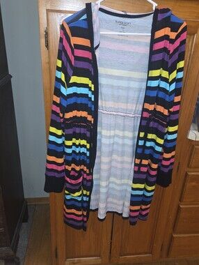 Torrid Open-front Tie Cardigan - Neon/Black - Size 1
